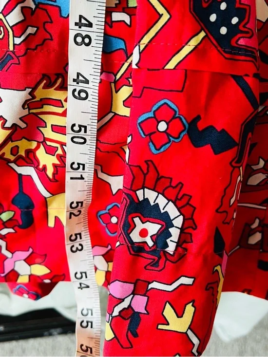 Anthropologie Maeve Somerset Maxi Dress M in Red Geo Floral Print Cotton Dress - Picture 10 of 11